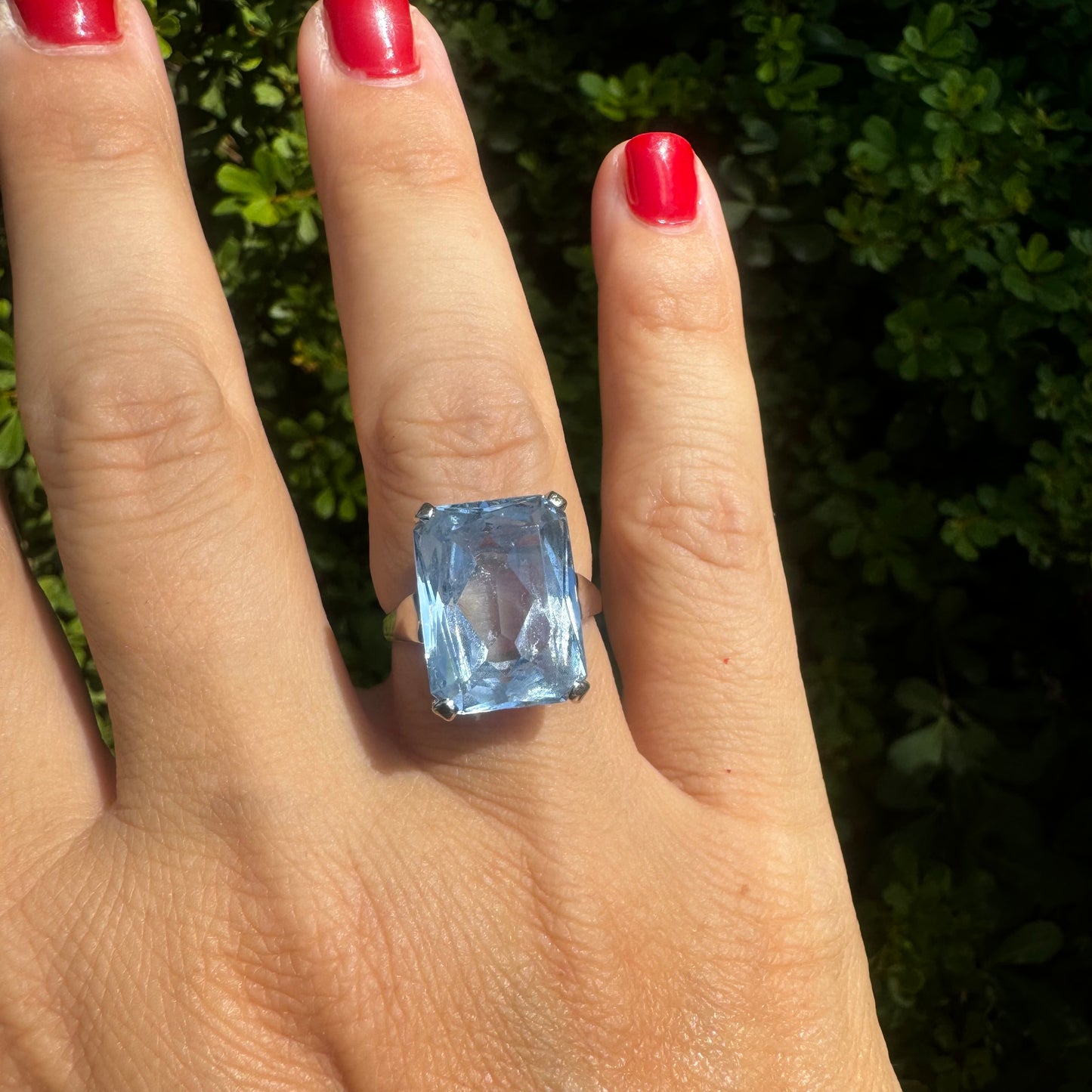 14K gold ring set with Blue Topaz