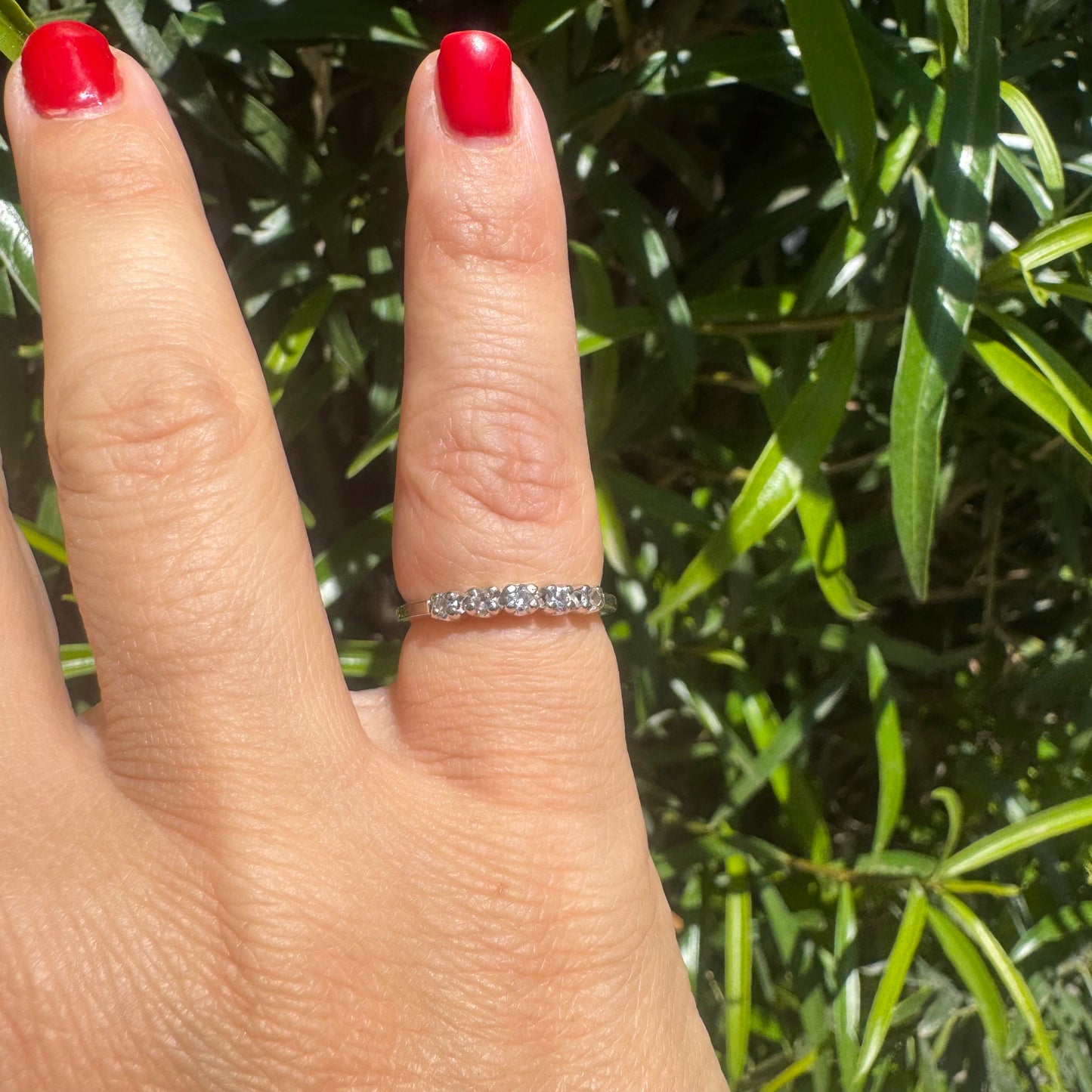 14K gold half-eternity ring set with Diamonds