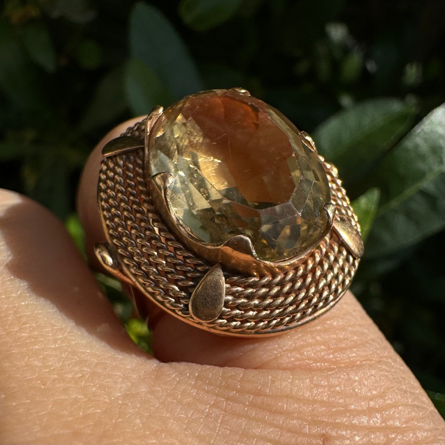 14K gold ring set with Smoky Quartz