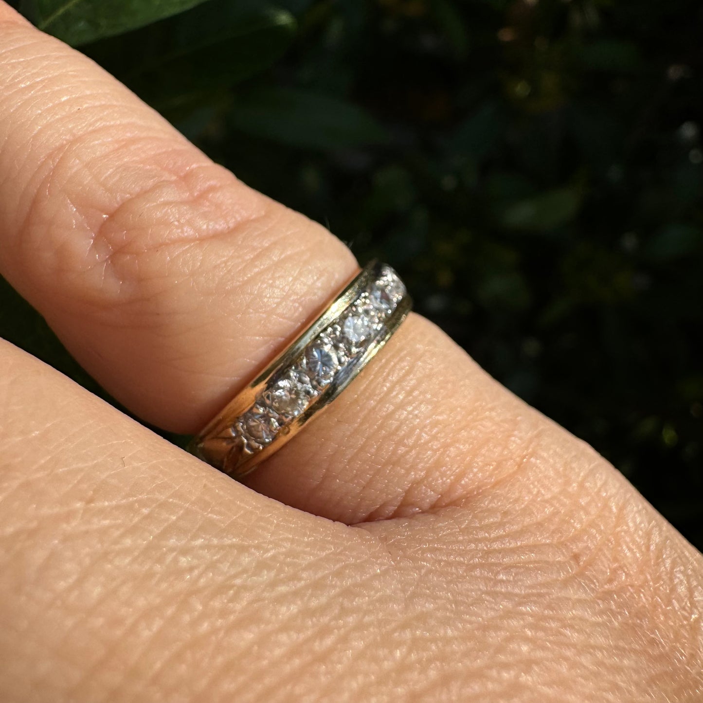 14K Half Eternity ring set with a row of sparkling round Diamonds