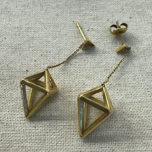 14K gold drop earrings set with Diamonds