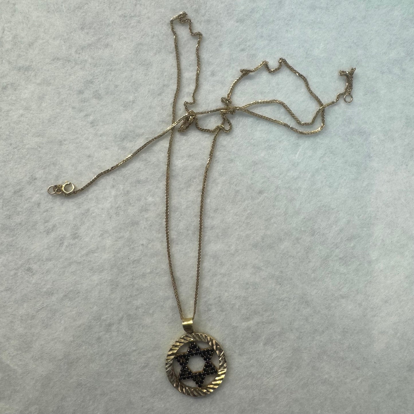 14K gold “Star of David” necklace set with Black Diamonds