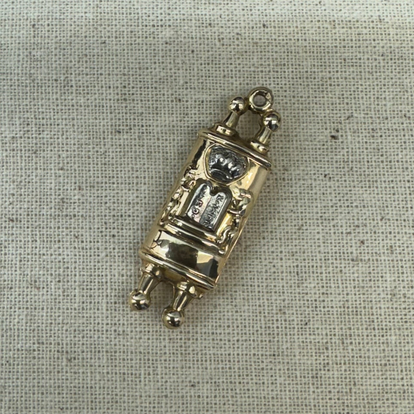 14K gold Torah scroll pendant