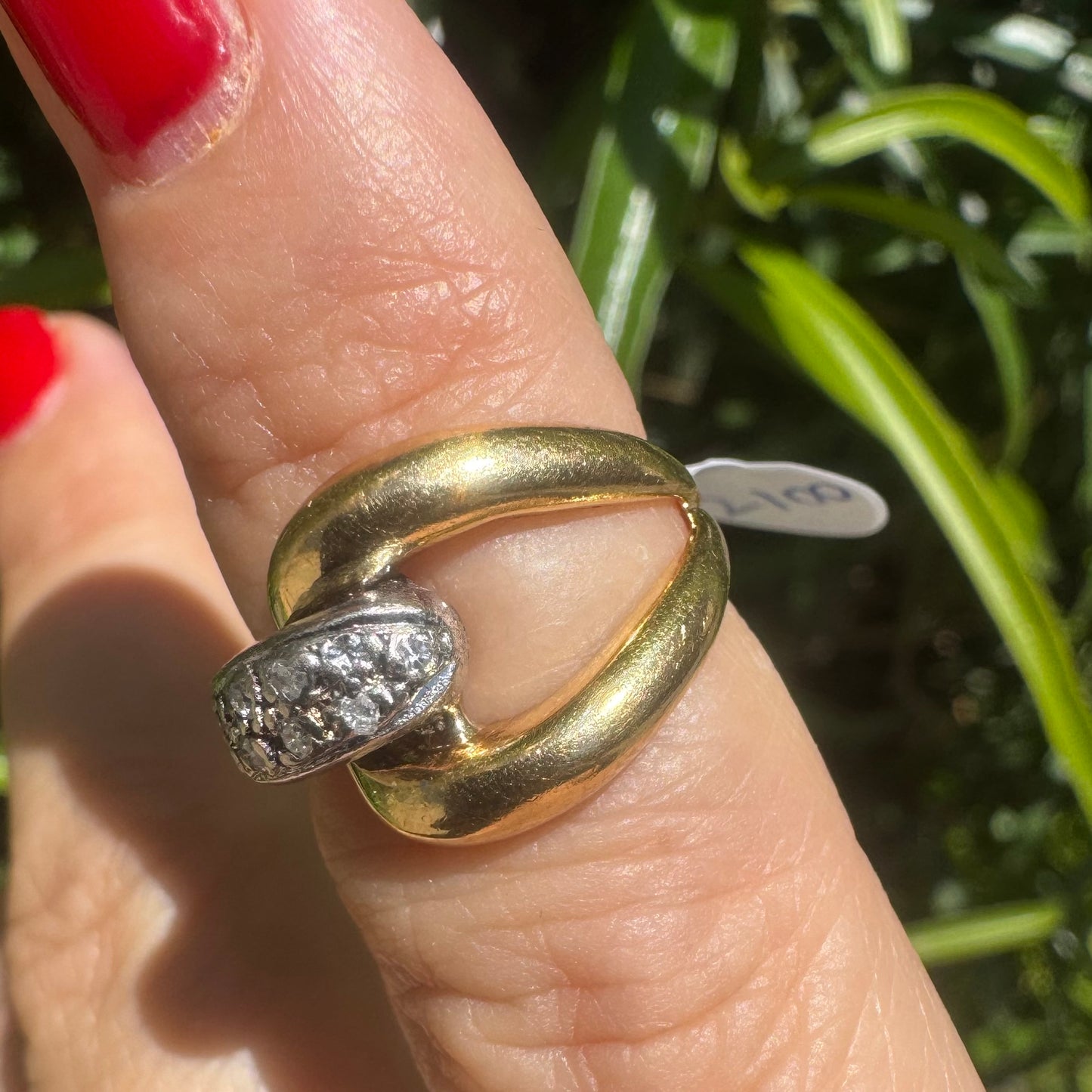 14K Two-Tone gold Link Ring set with Diamonds