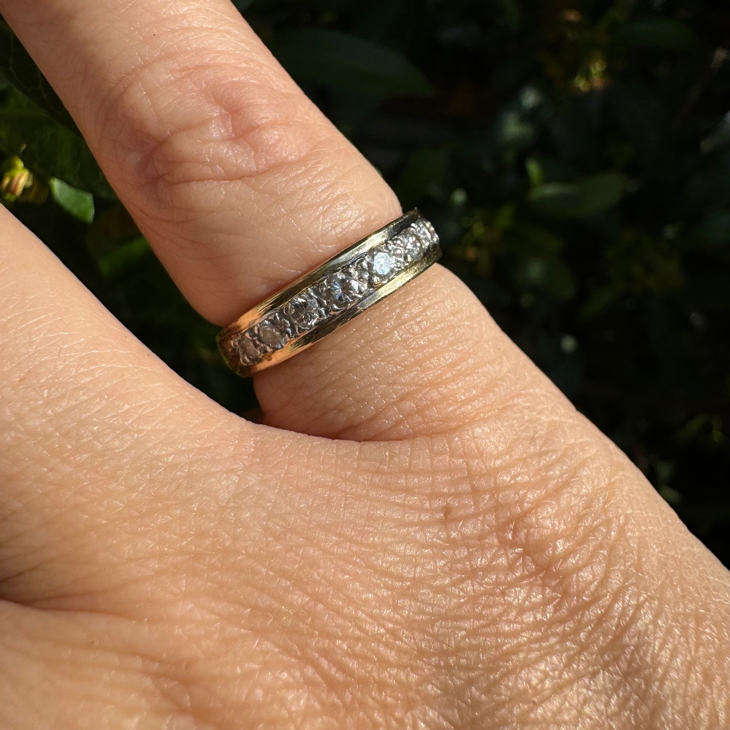 14K Half Eternity ring set with a row of sparkling round Diamonds