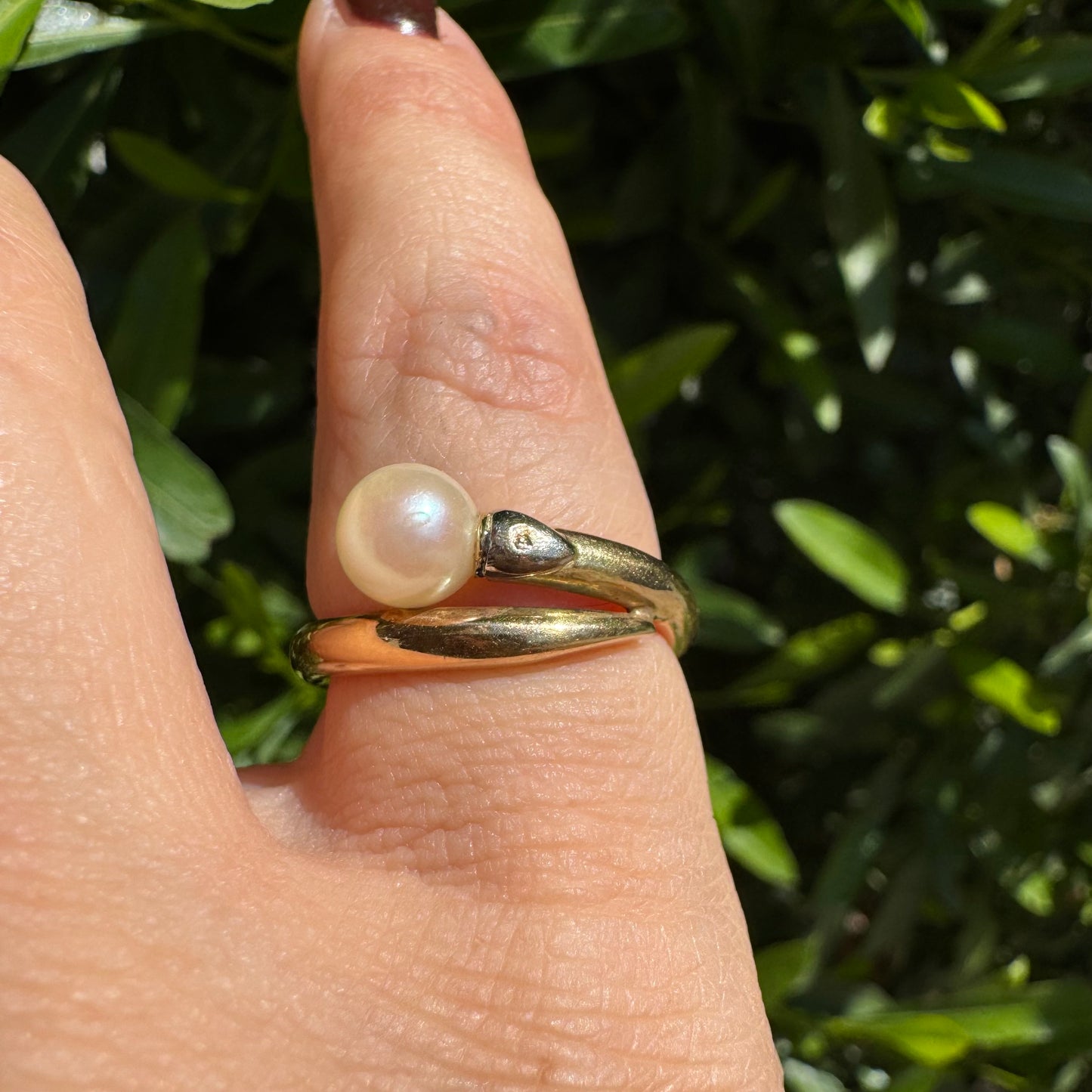 14K gold ring set with Pearl