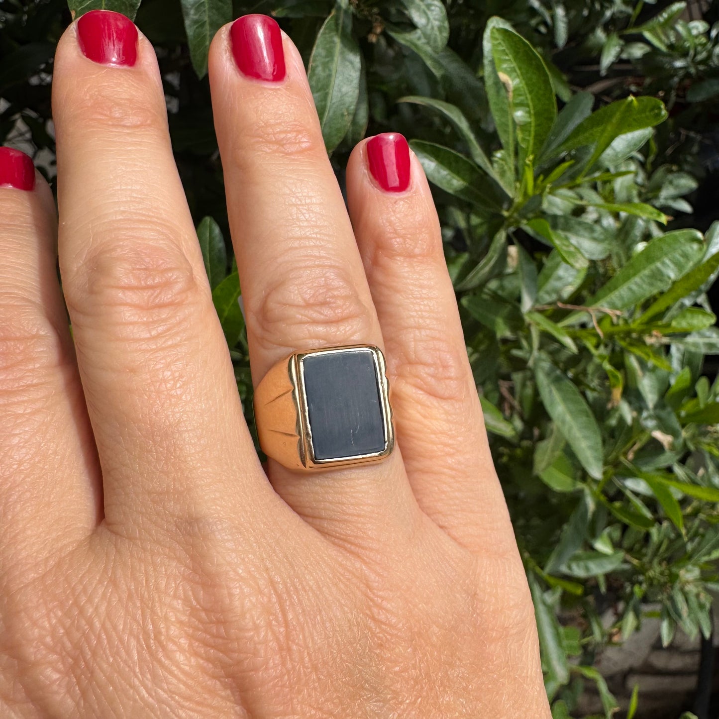 14K gold ring set with Black Onyx