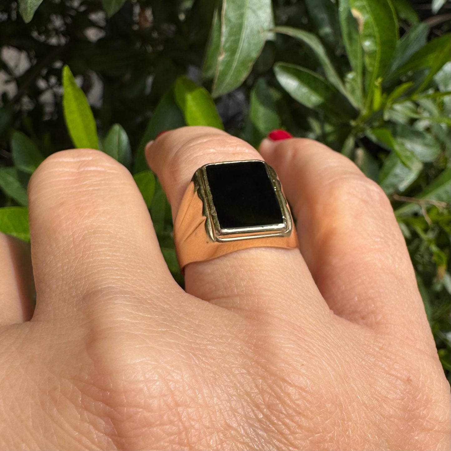 14K gold ring set with Black Onyx