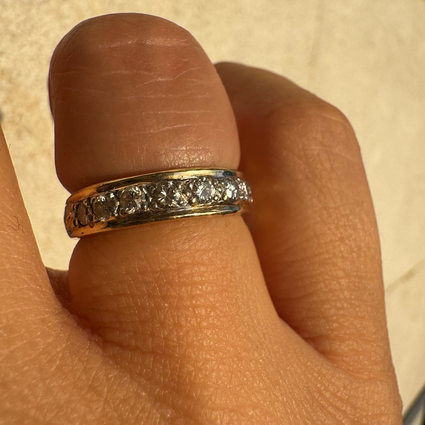 14K Half Eternity ring set with a row of sparkling round Diamonds