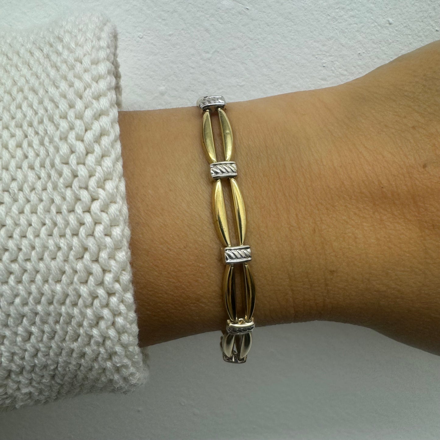 צמיד זהב צהוב וזהב לבן 10 קראט, חוליות.