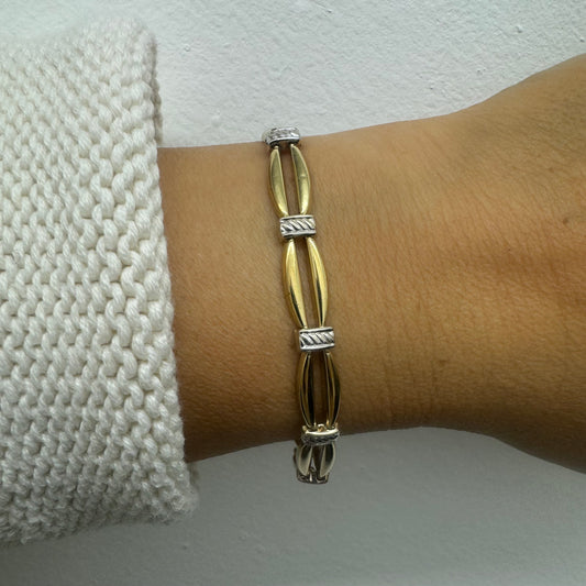 צמיד זהב צהוב וזהב לבן 10 קראט, חוליות.