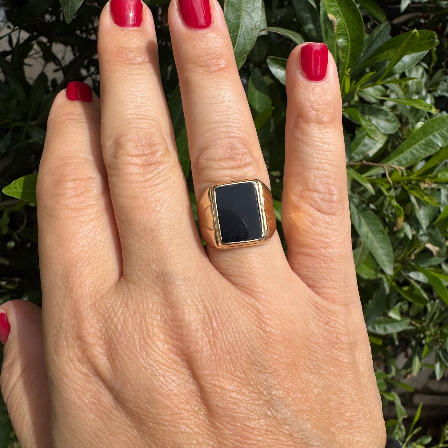 14K gold ring set with Black Onyx