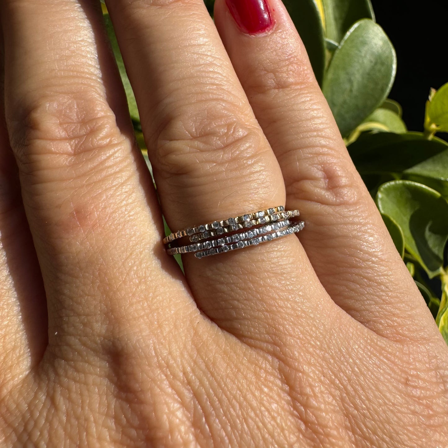 14K two-tone gold ring set with Diamonds