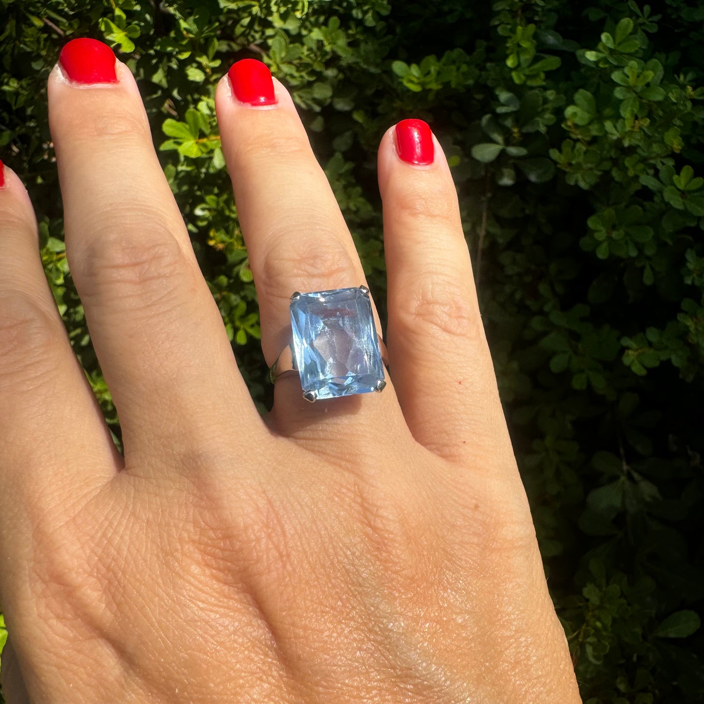 14K gold ring set with Blue Topaz