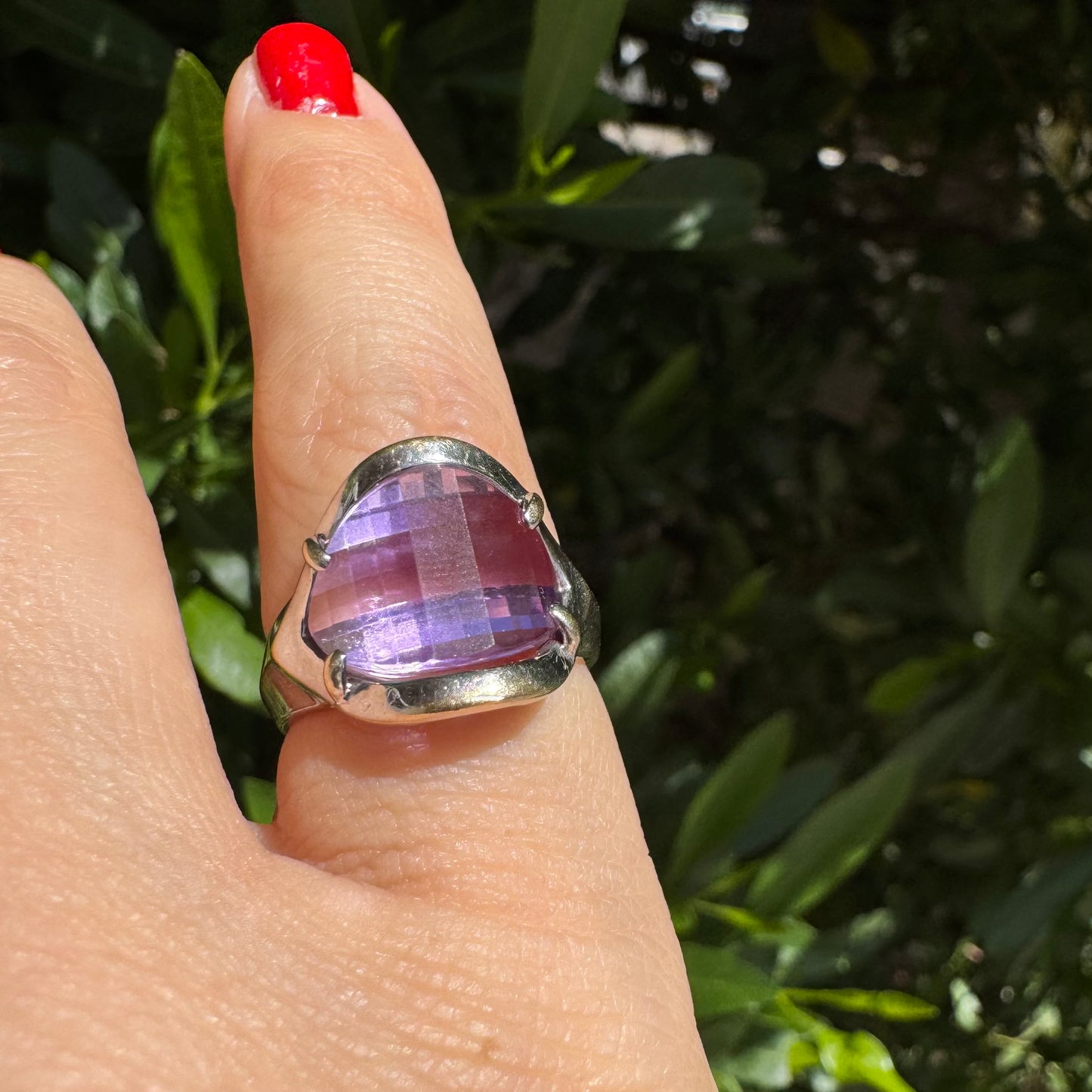 14K gold ring set with Amethyst