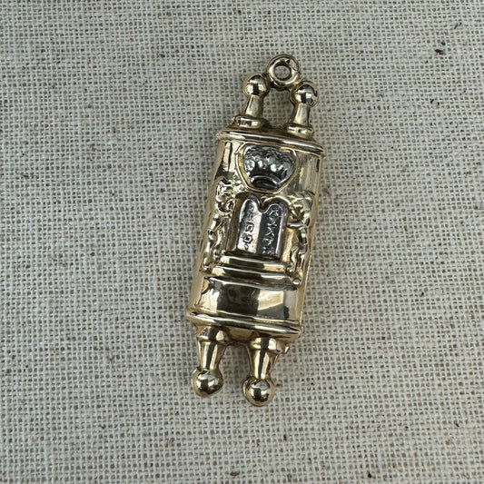 14K gold Torah scroll pendant