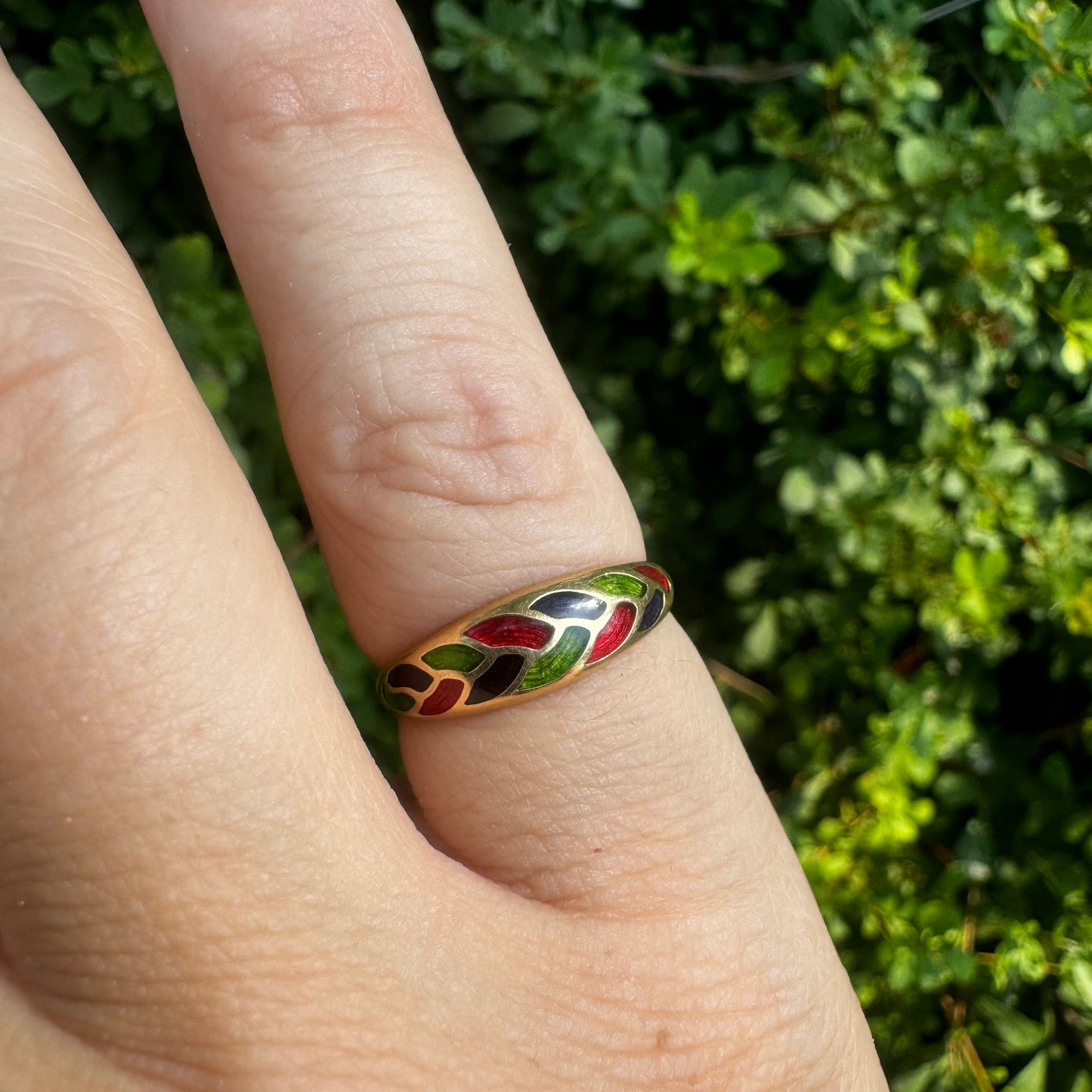 14K gold rind set with Enamel