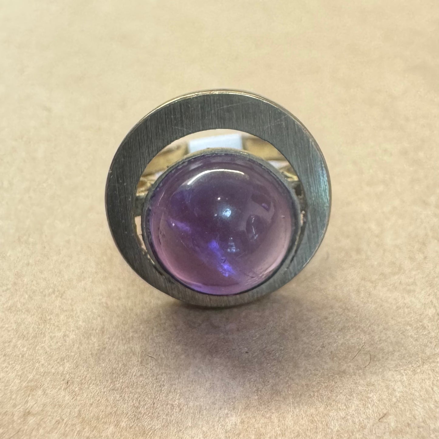 14K gold ring set with Amethyst