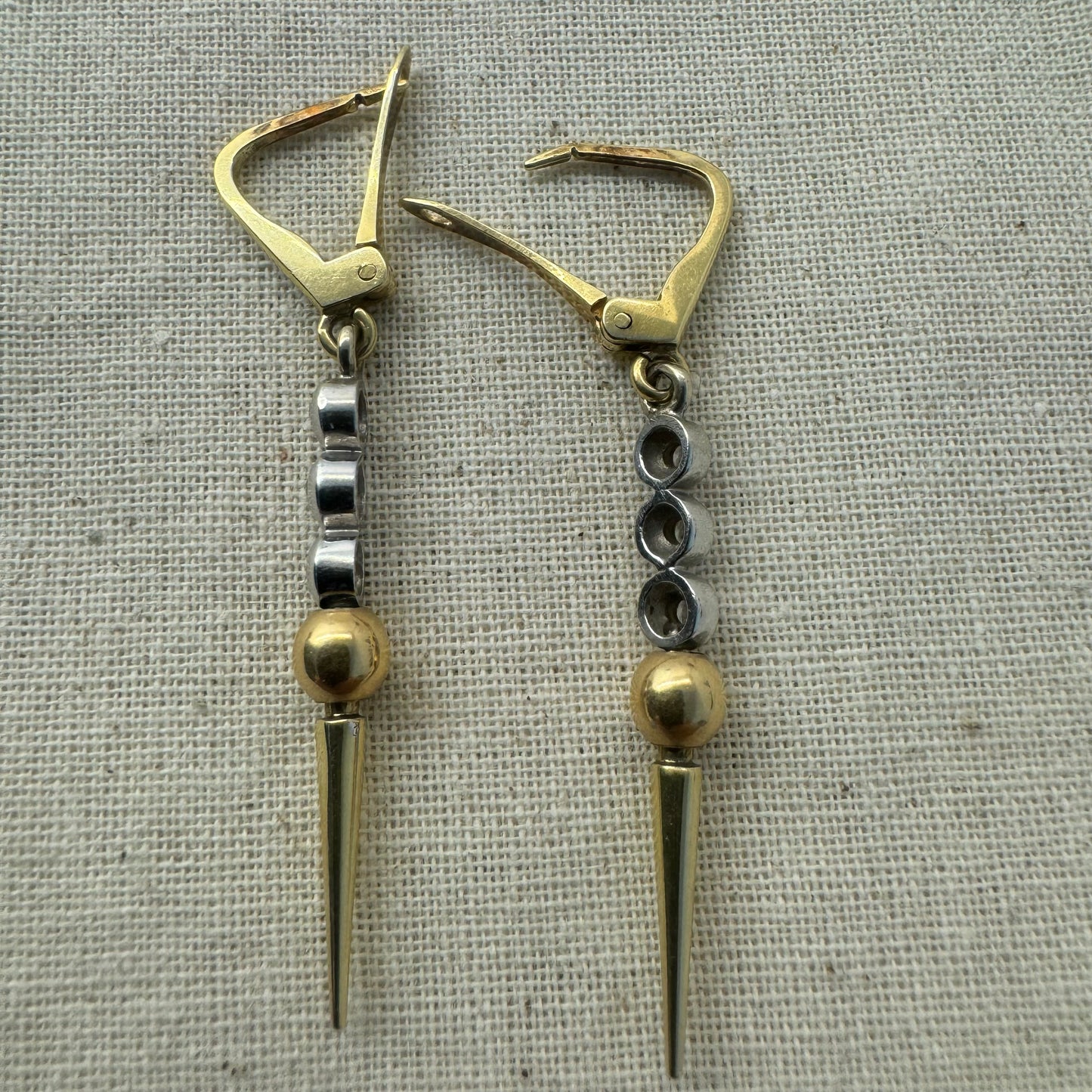 14K gold drop earrings set with Diamonds