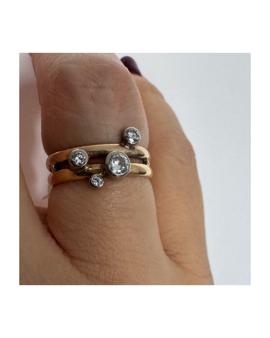 טבעת זהב 14 קראט משובצת יהלומים