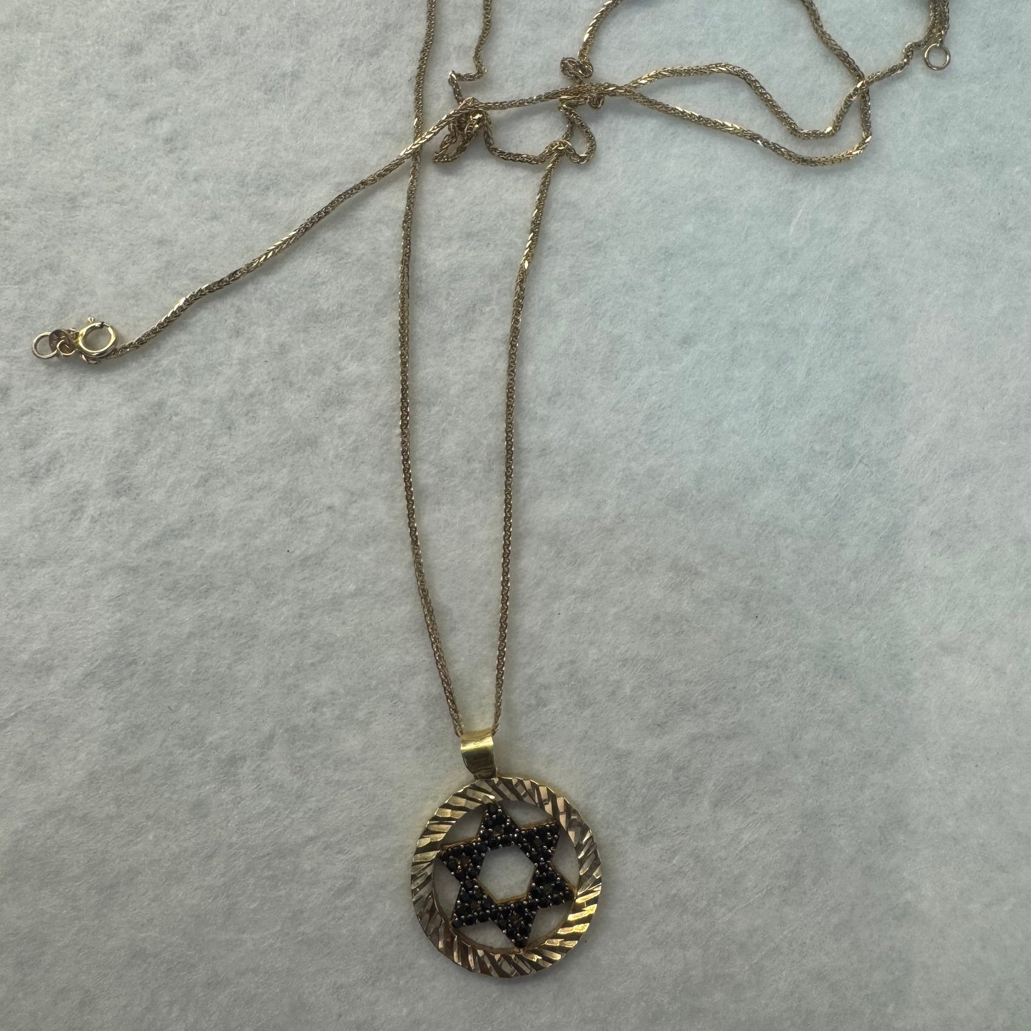 14K gold “Star of David” necklace set with Black Diamonds