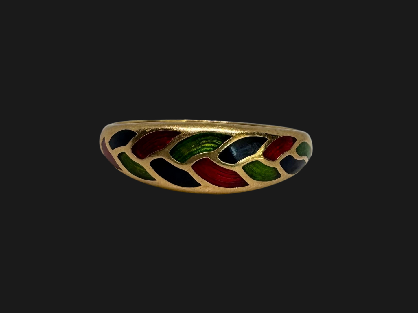 14K gold rind set with Enamel