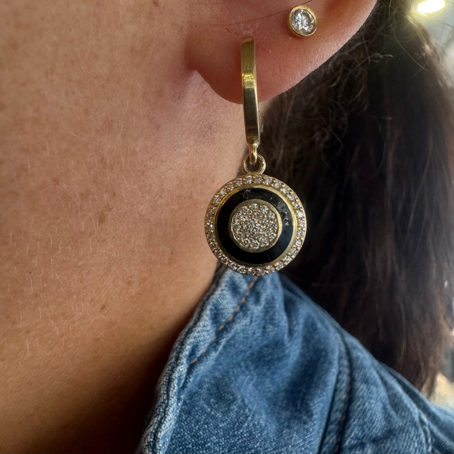 14K gold earrings set with Diamonds