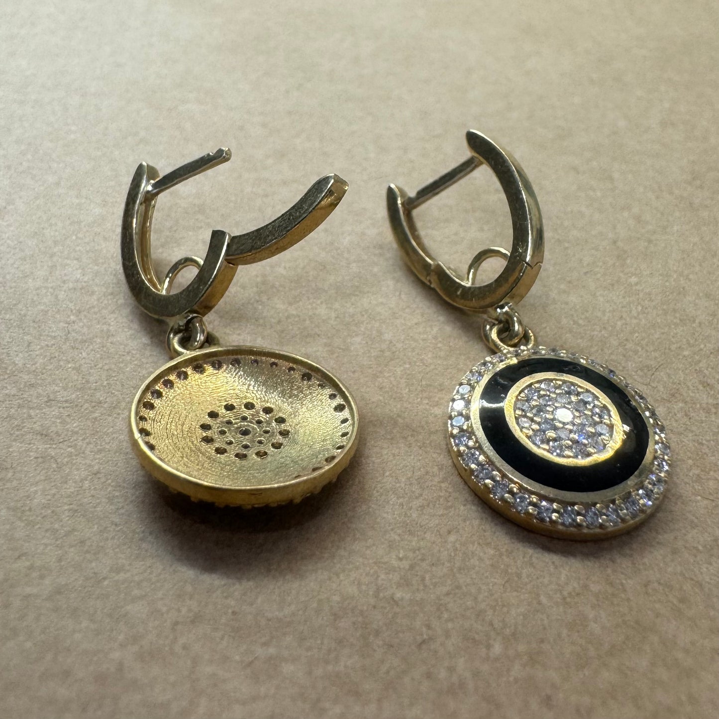 14K gold earrings set with Diamonds