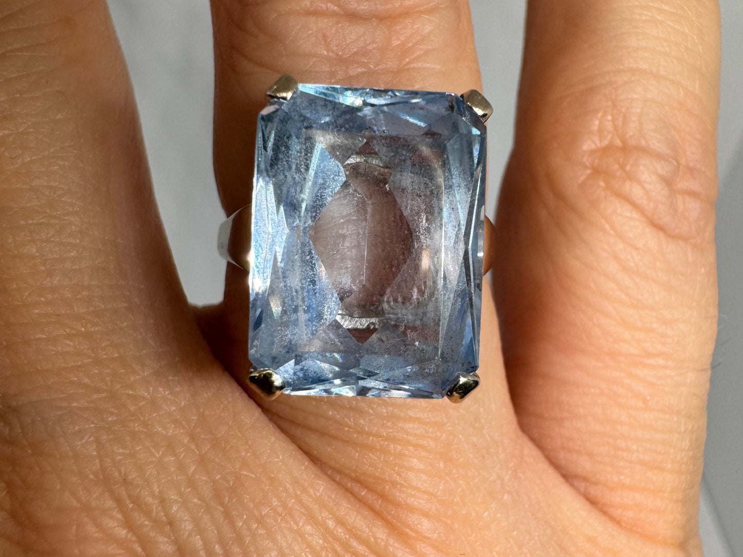 14K gold ring set with Blue Topaz