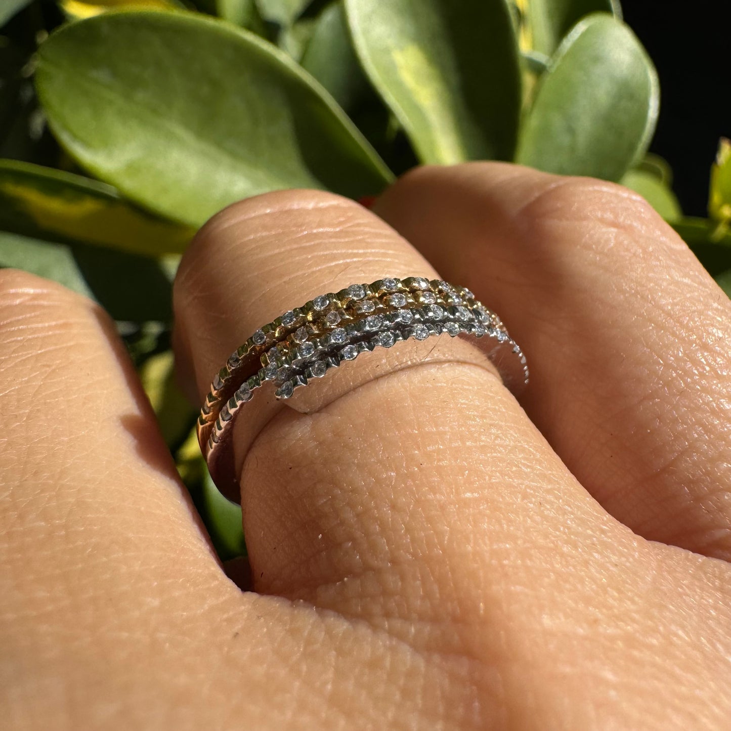 14K two-tone gold ring set with Diamonds