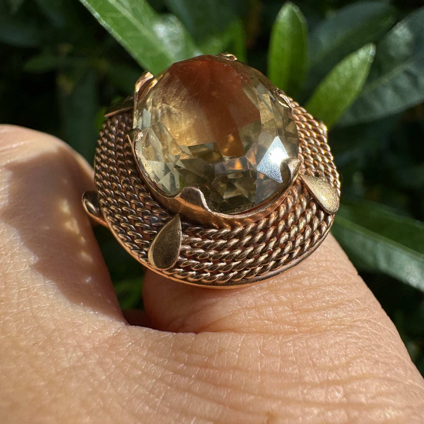 14K gold ring set with Smoky Quartz