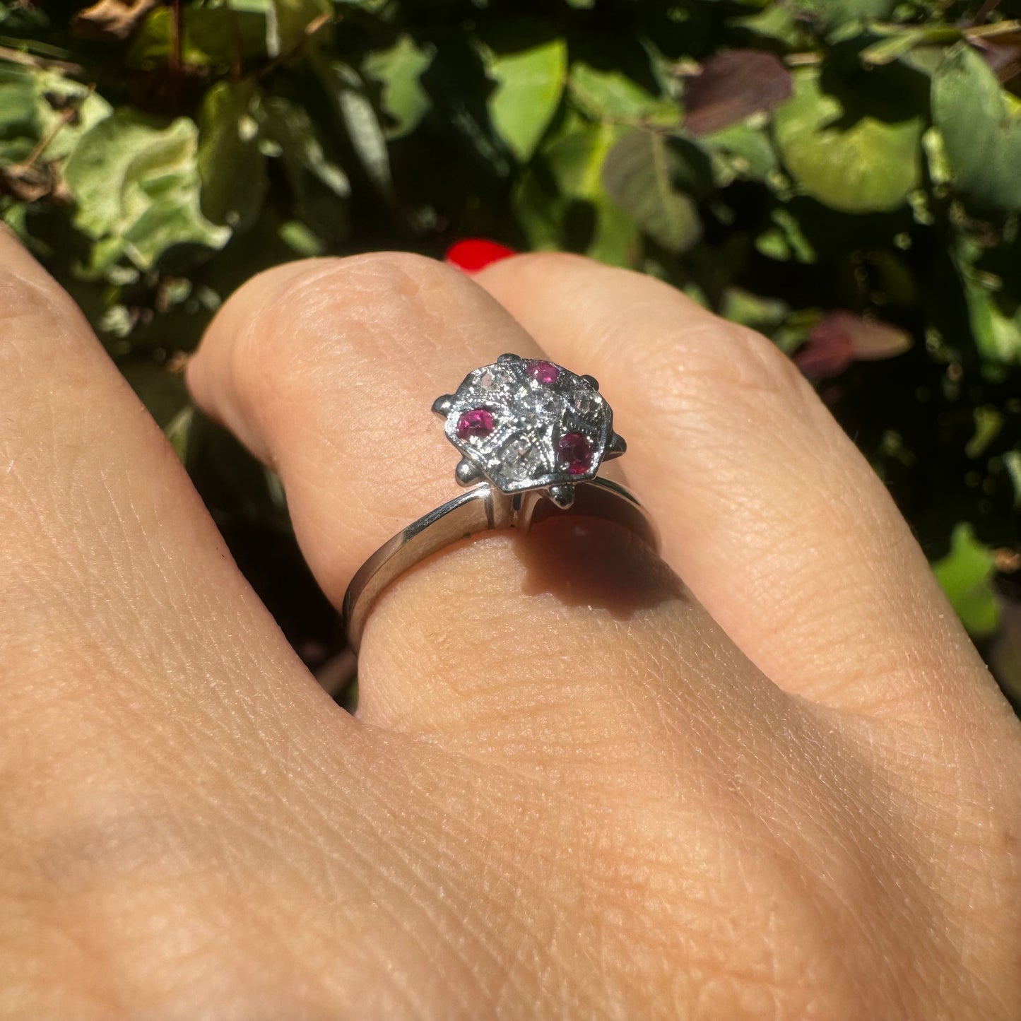 14K gold ring set with Ruby & Diamonds