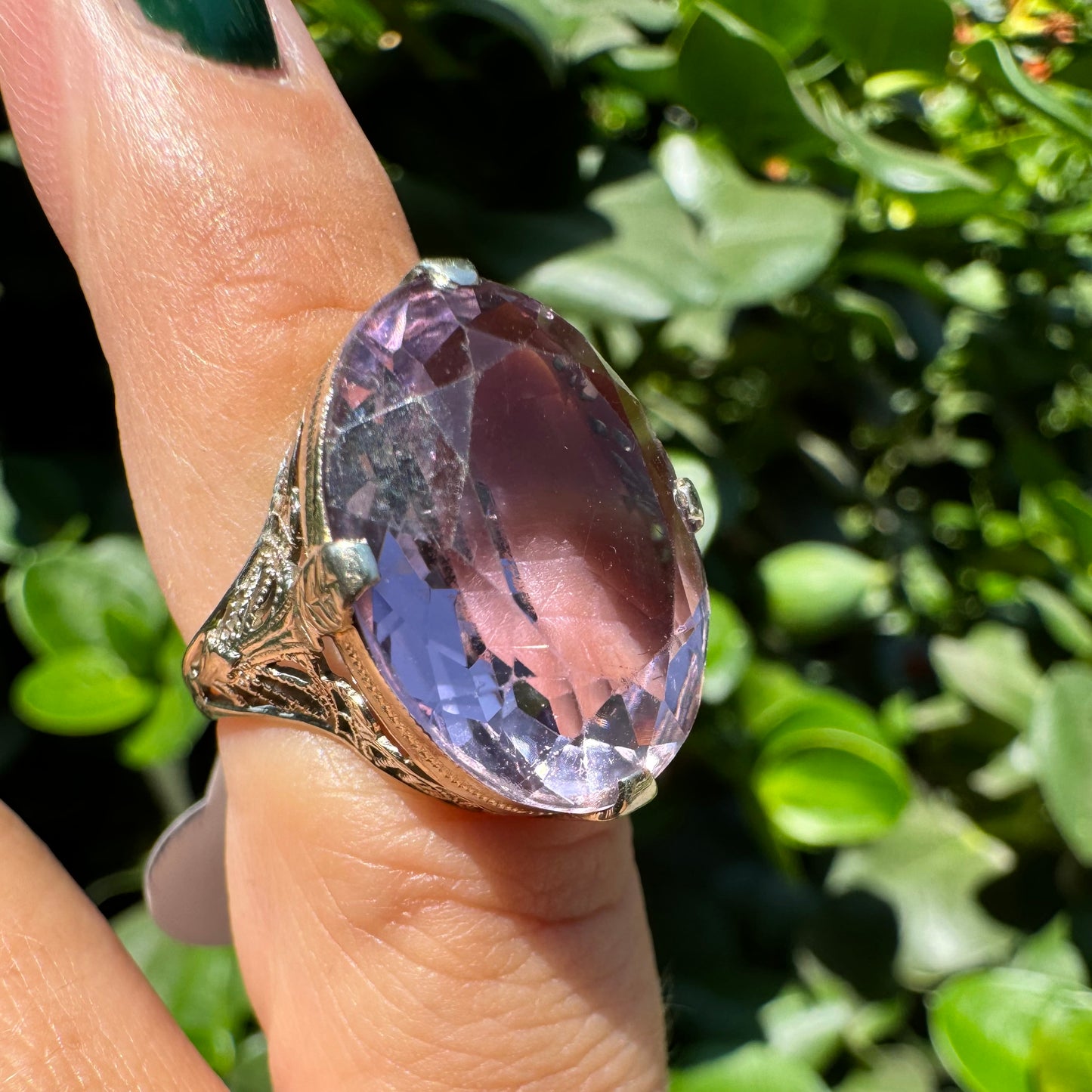 14K gold ring set with Amethyst