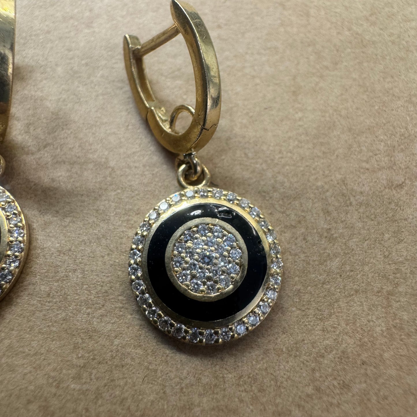 14K gold earrings set with Diamonds