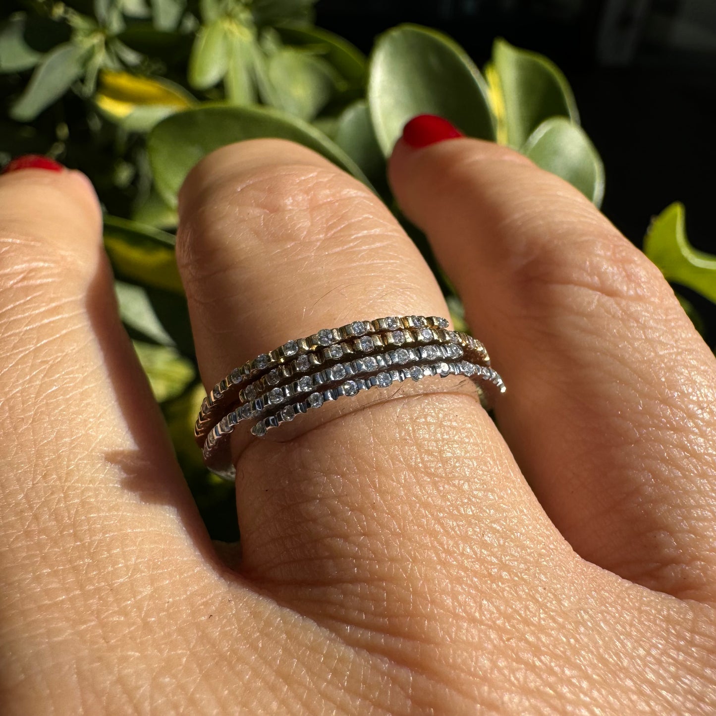 14K two-tone gold ring set with Diamonds