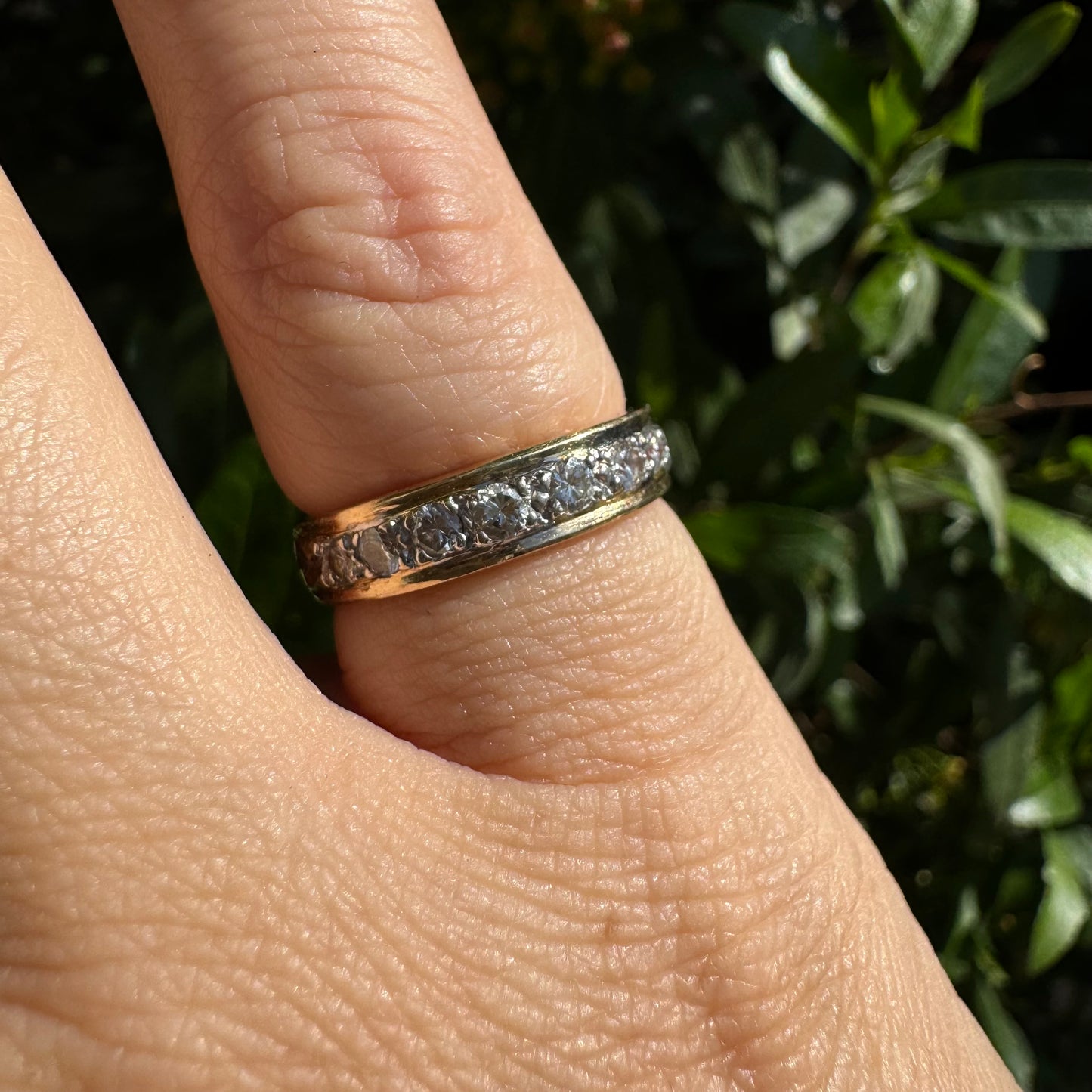 14K Half Eternity ring set with a row of sparkling round Diamonds