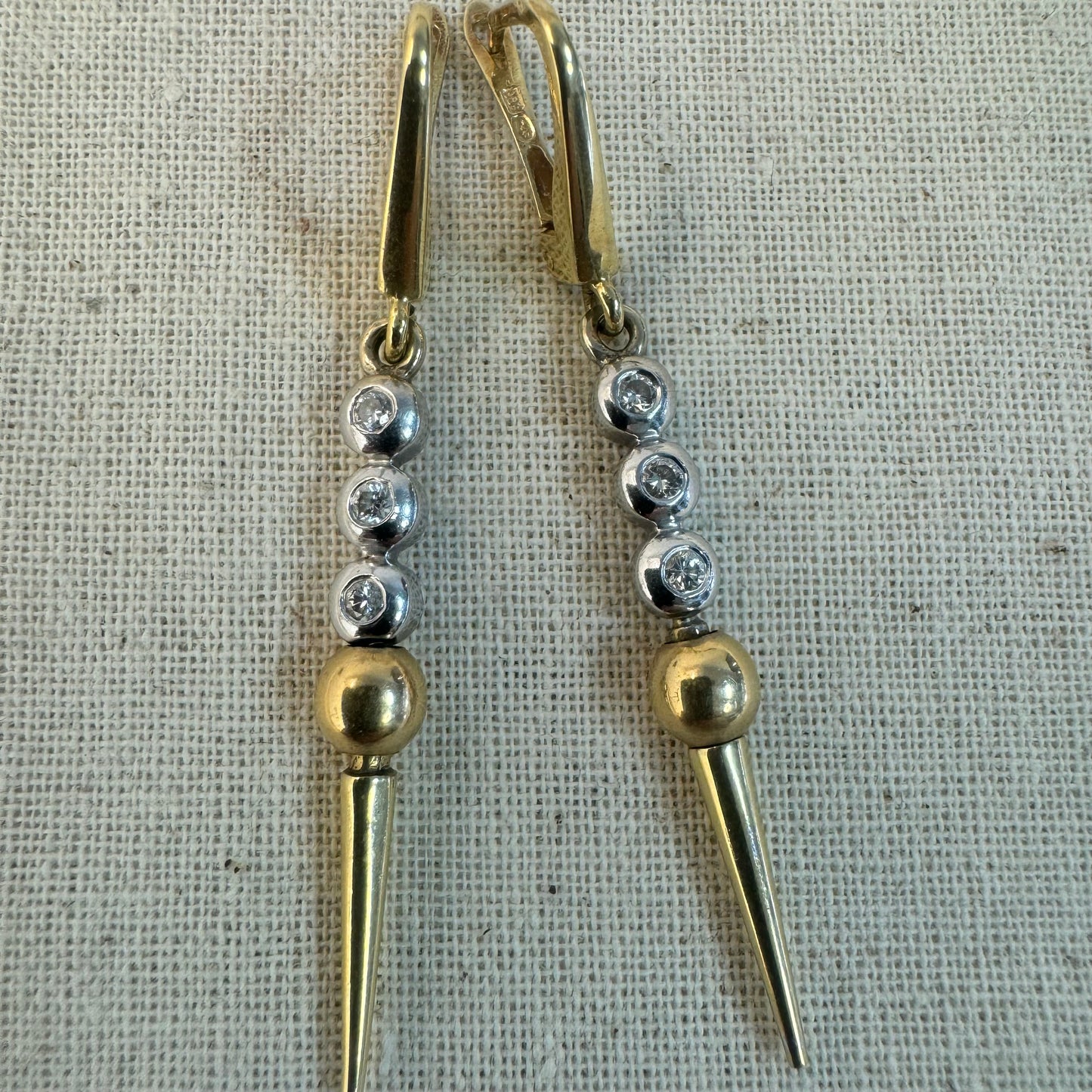 14K gold drop earrings set with Diamonds
