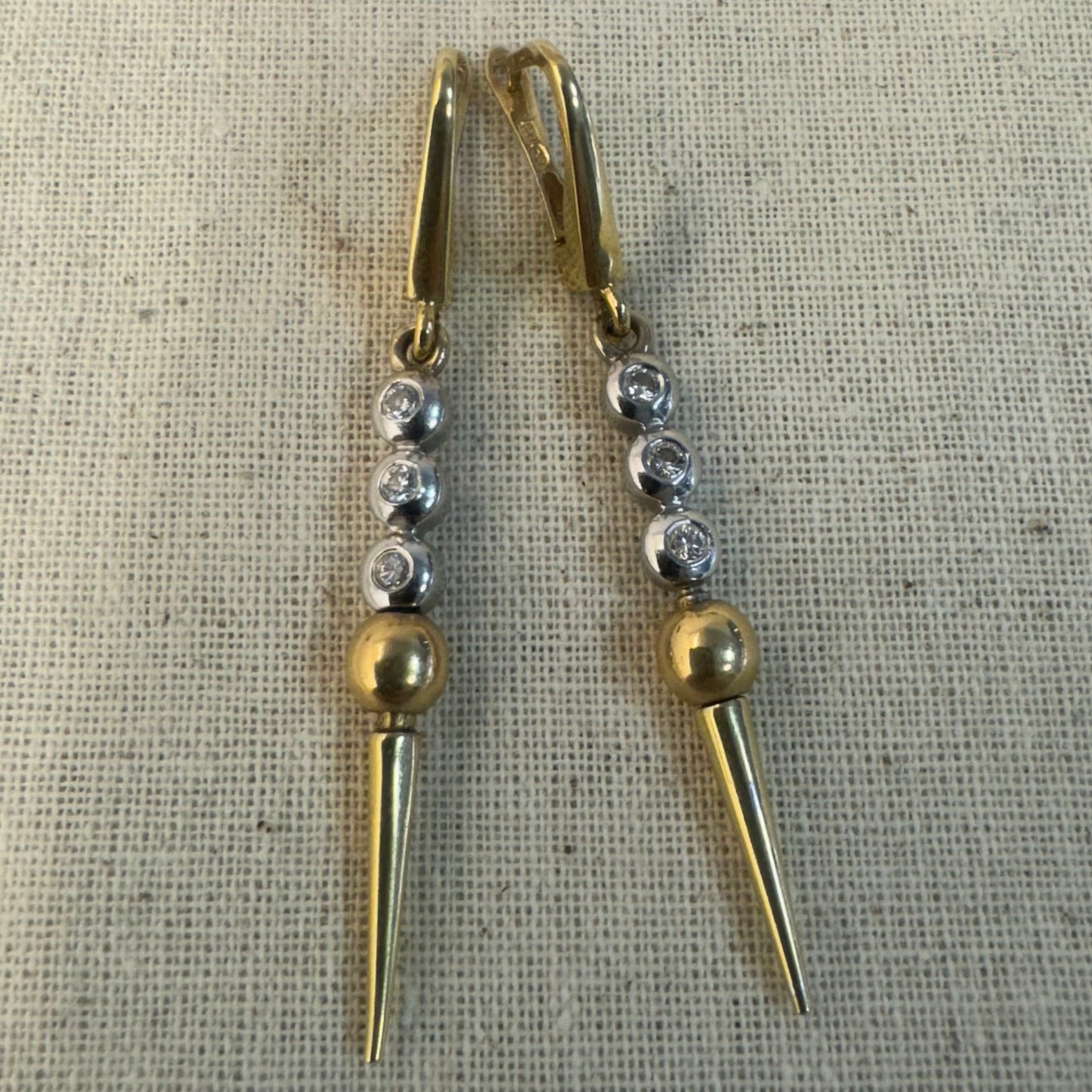 14K gold drop earrings set with Diamonds