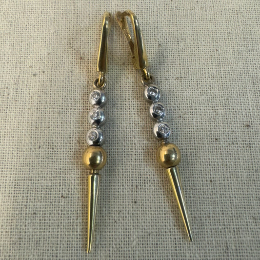 14K gold drop earrings set with Diamonds