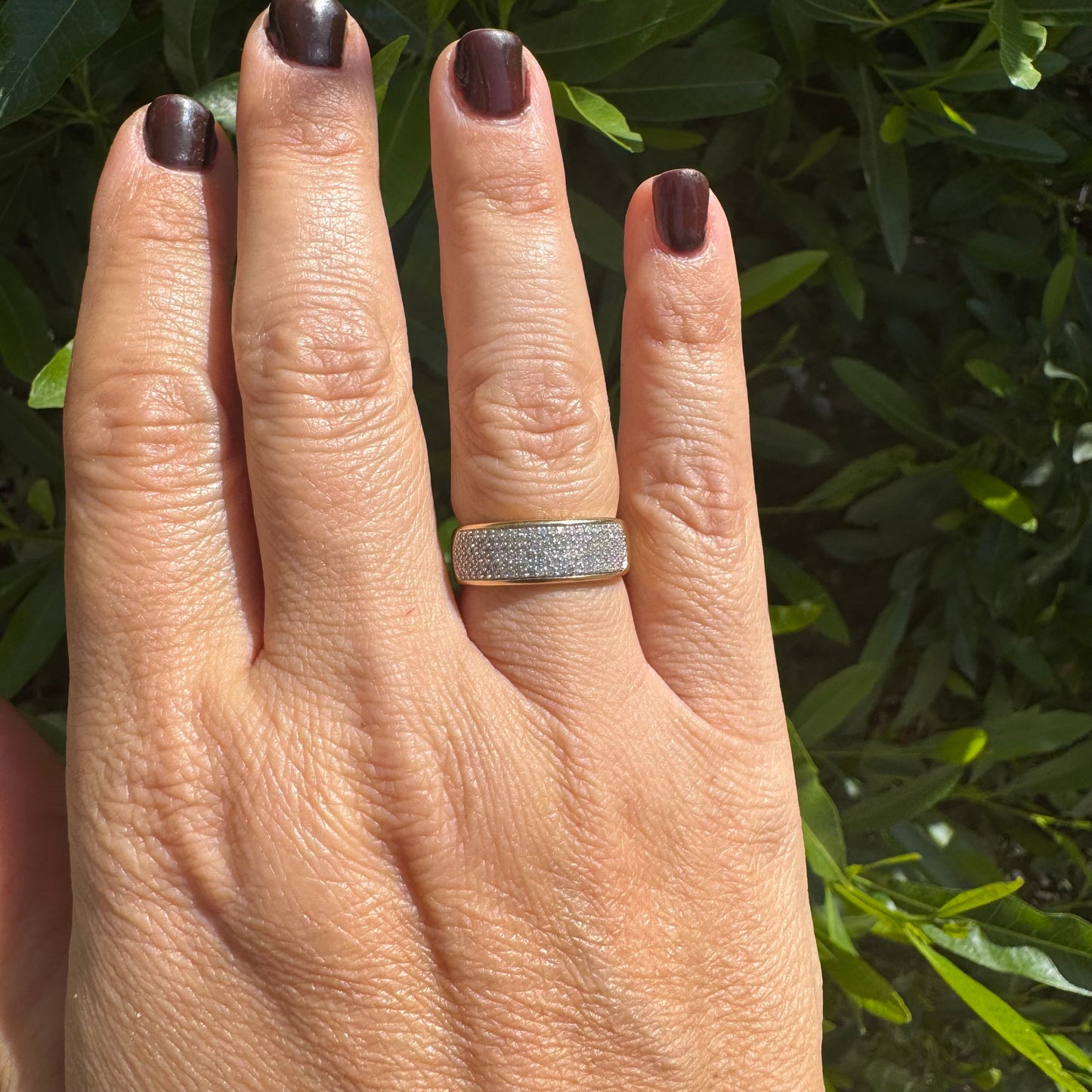 14K gold pavé ring set with Diamonds