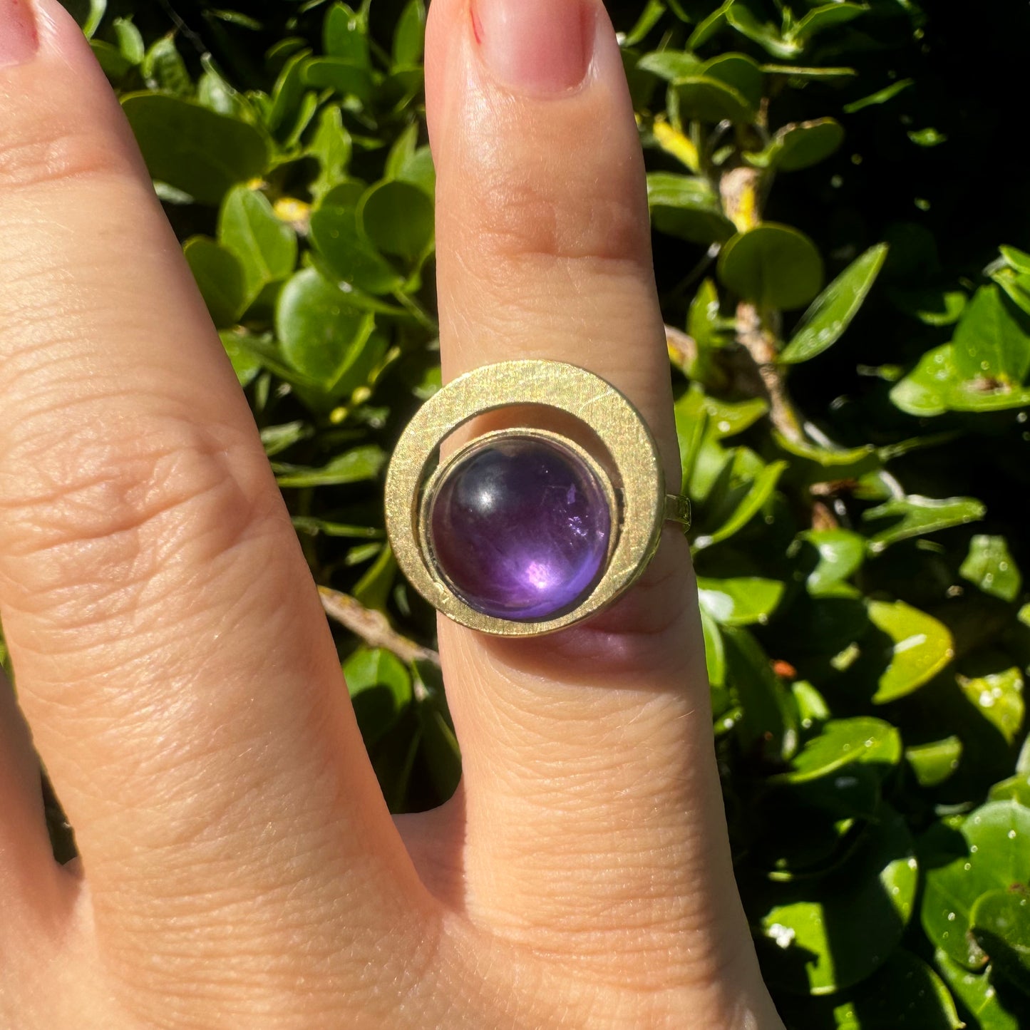 14K gold ring set with Amethyst