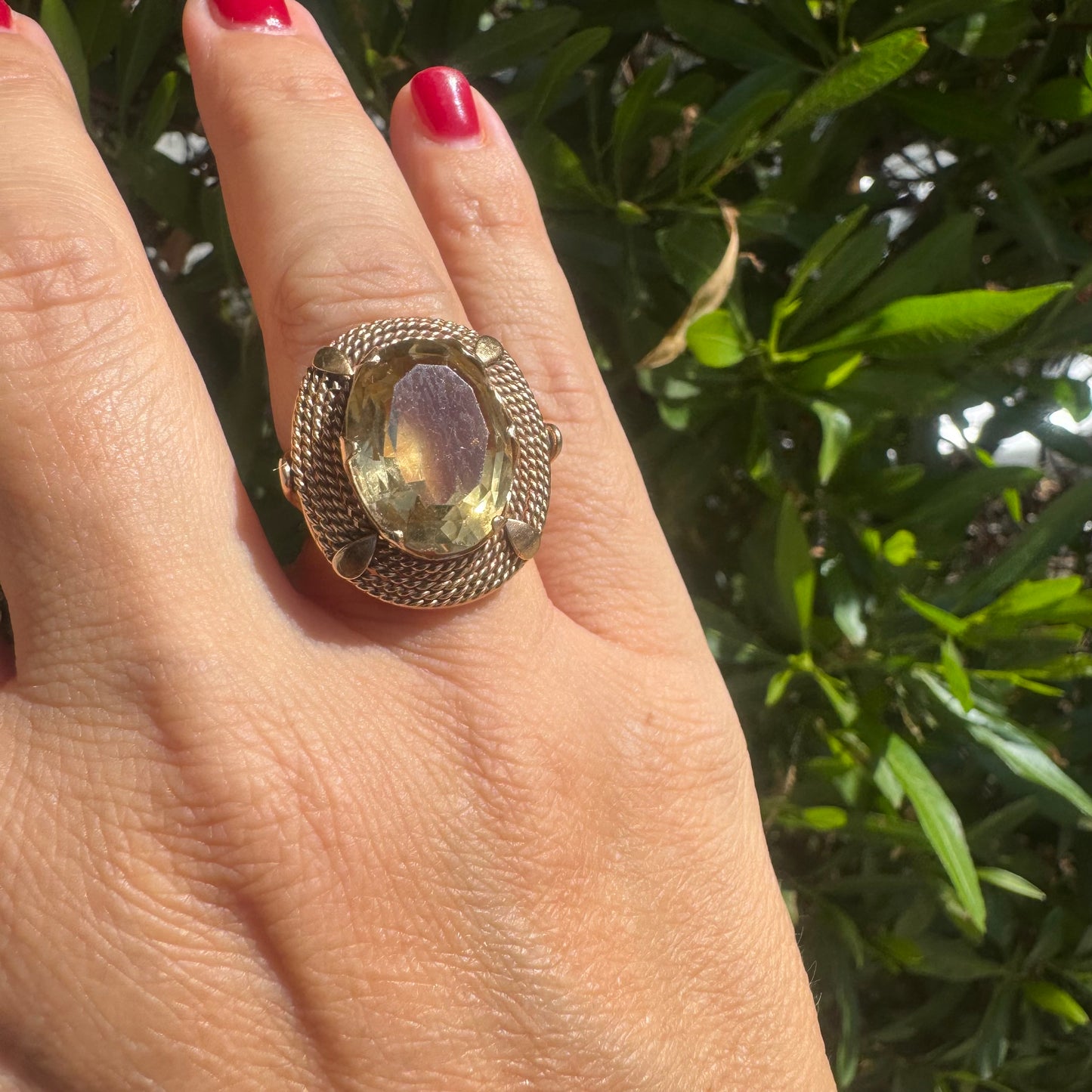 14K gold ring set with Smoky Quartz