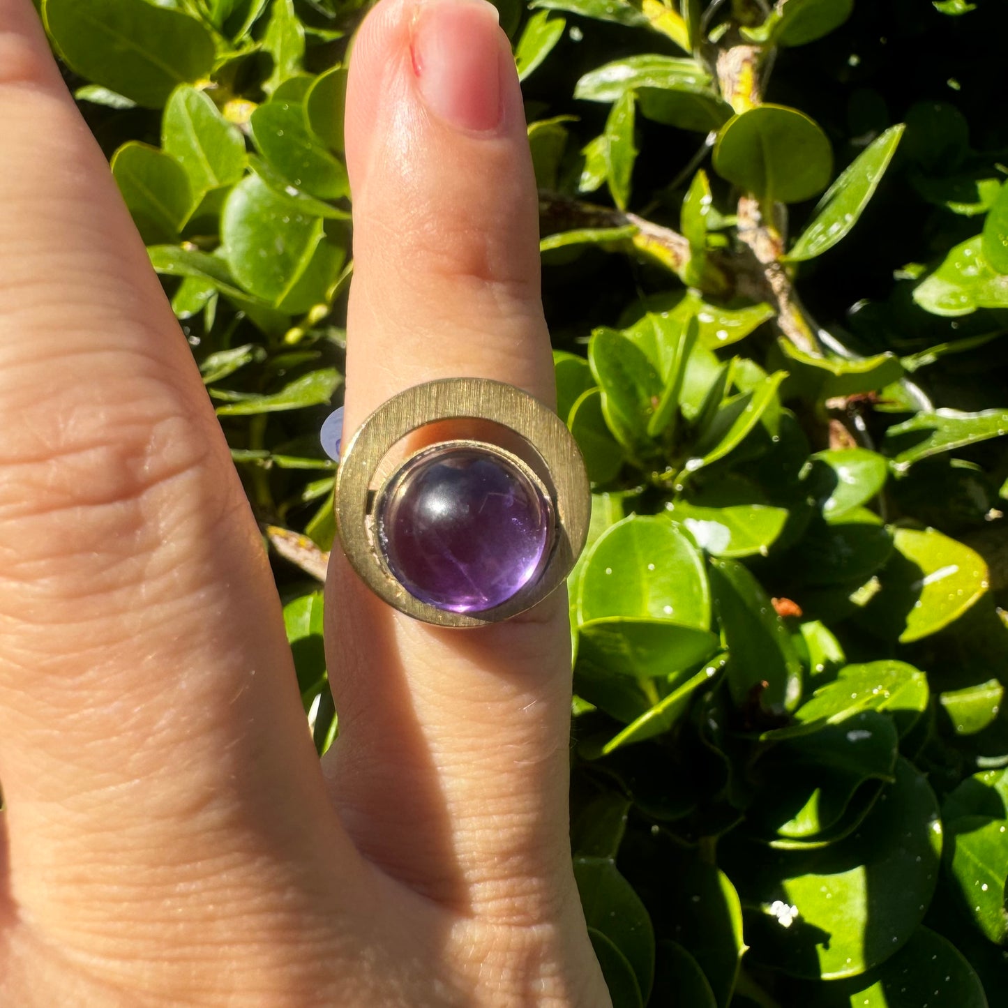 14K gold ring set with Amethyst