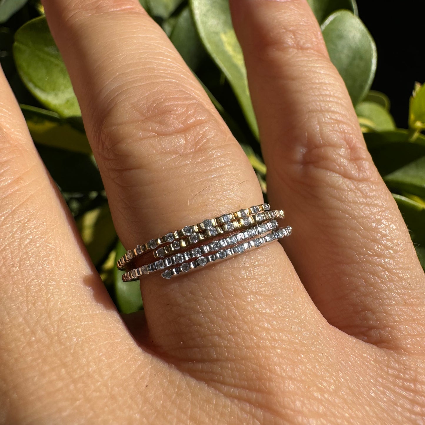 14K two-tone gold ring set with Diamonds