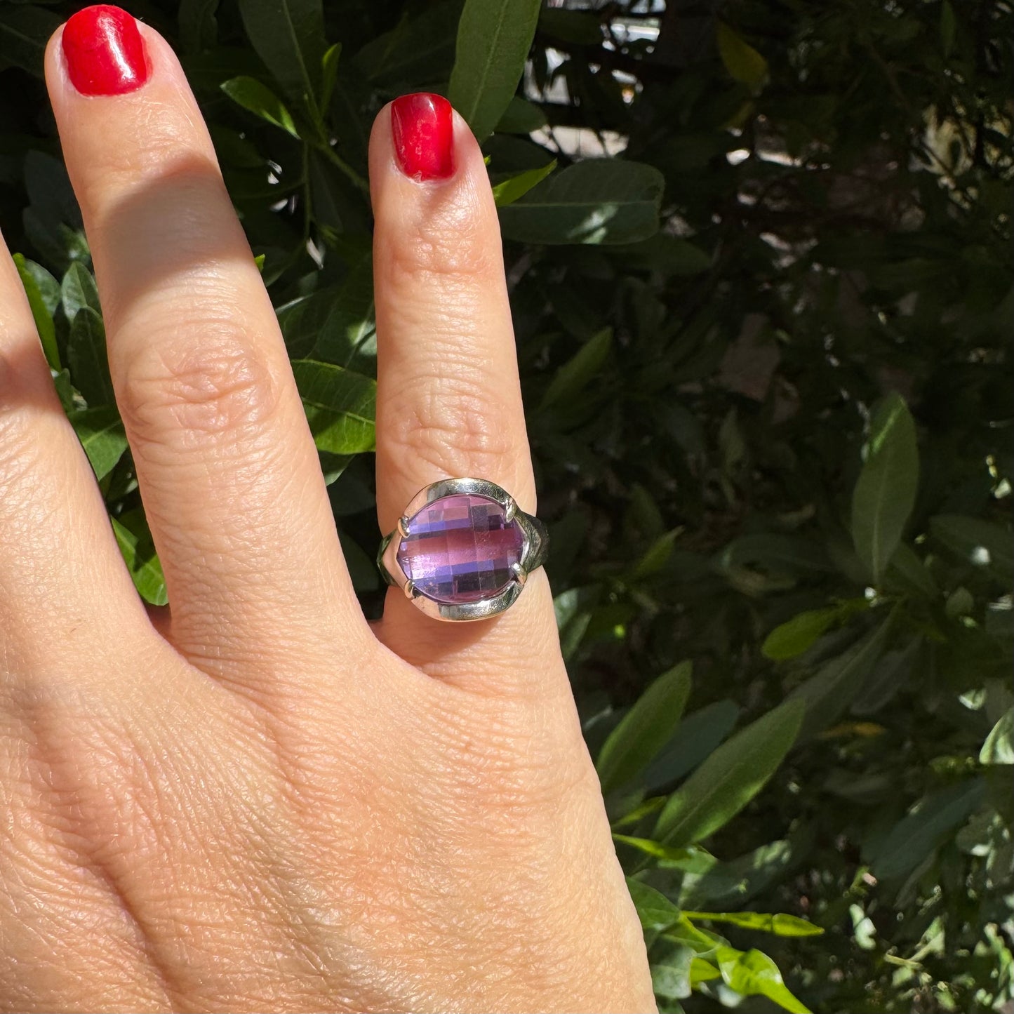 14K gold ring set with Amethyst