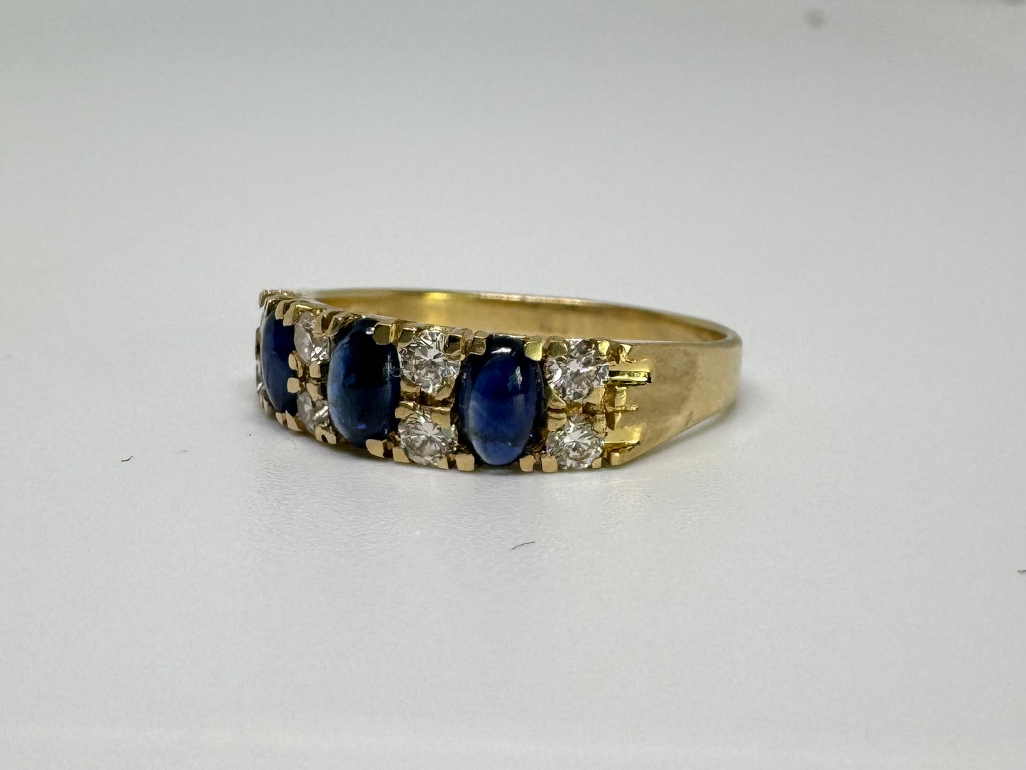14K gold ring set with Sapphire & Diamonds