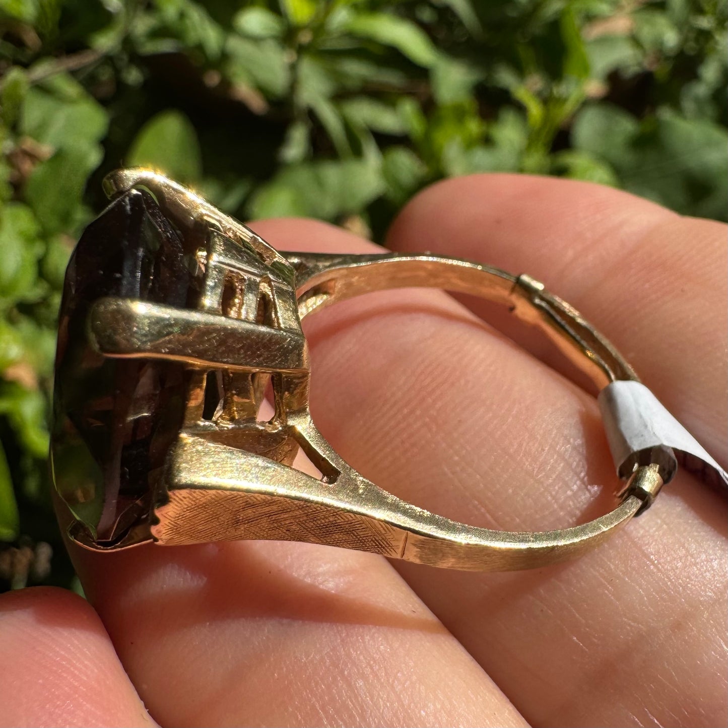 14K gold ring set with a striking Smoky Quartz in a deep, mysterious brown hue