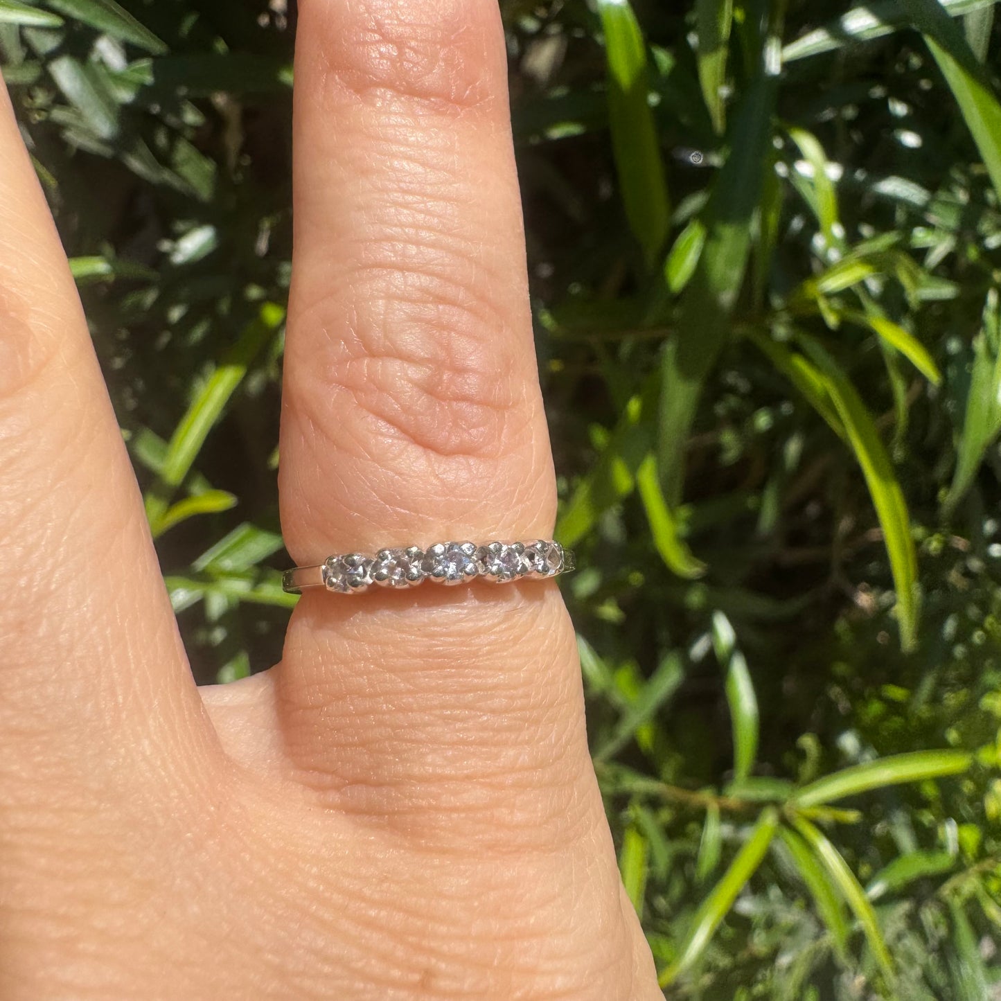 14K gold half-eternity ring set with Diamonds