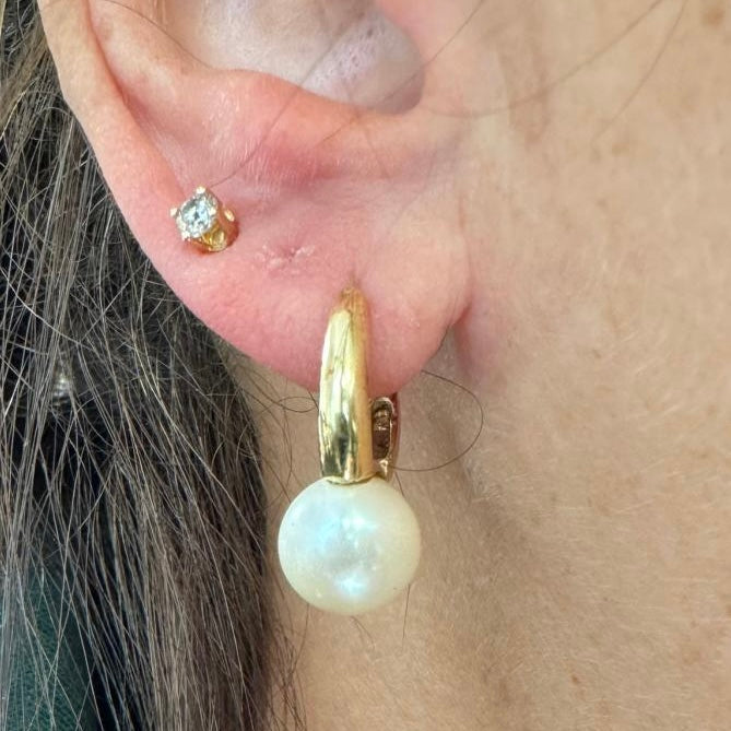 14K gold drop earrings set with Pearl