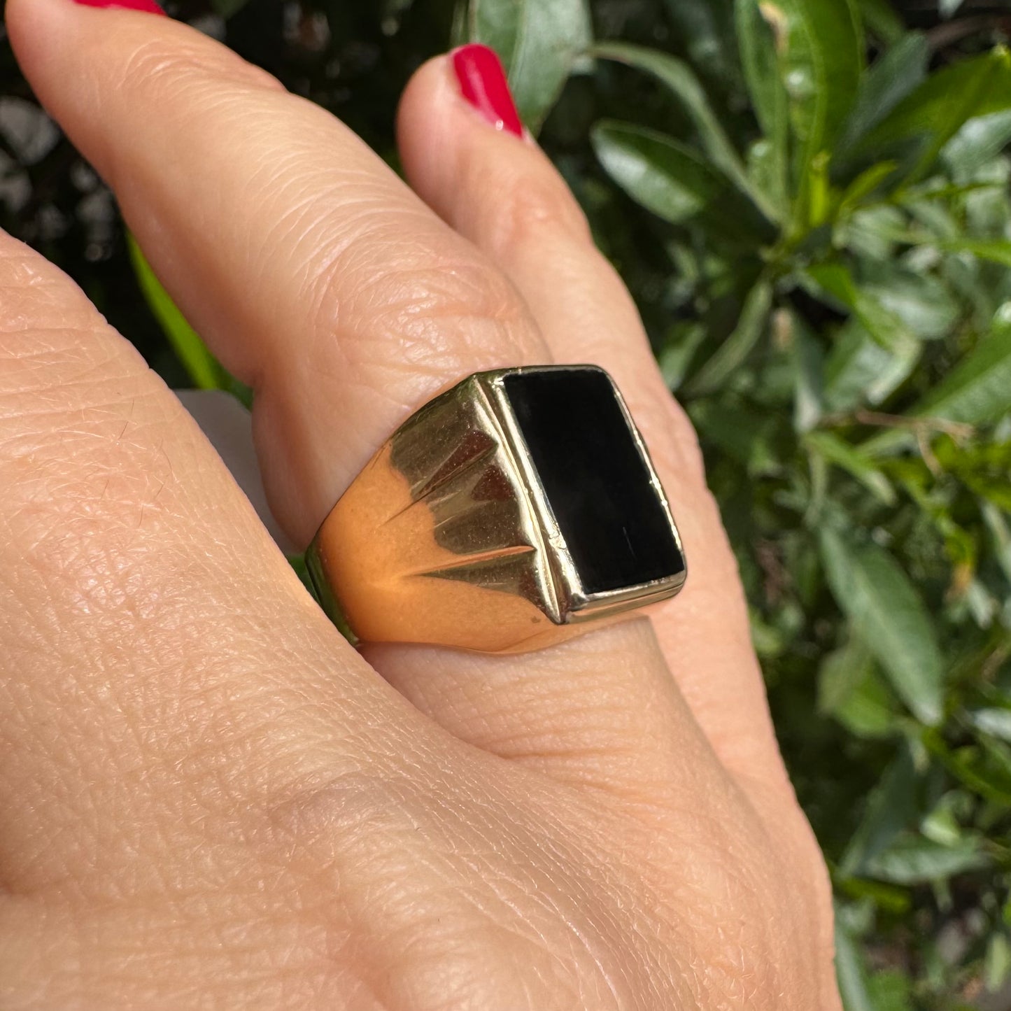 14K gold ring set with Black Onyx